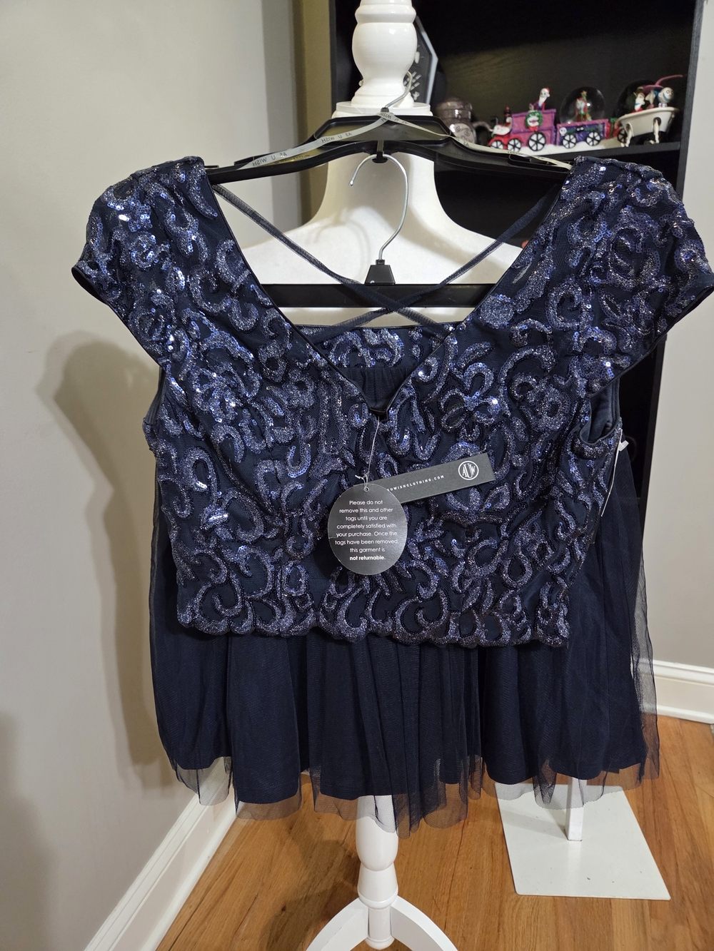 As U Wish Navy Sequin Formal 2 Piece Set